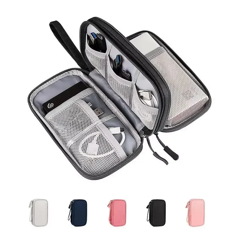 Portable Waterproof Double Layers Storages Bags for Headset Cord Travel Organizer Bag Cable Storage Organizers Pouch Carry Case