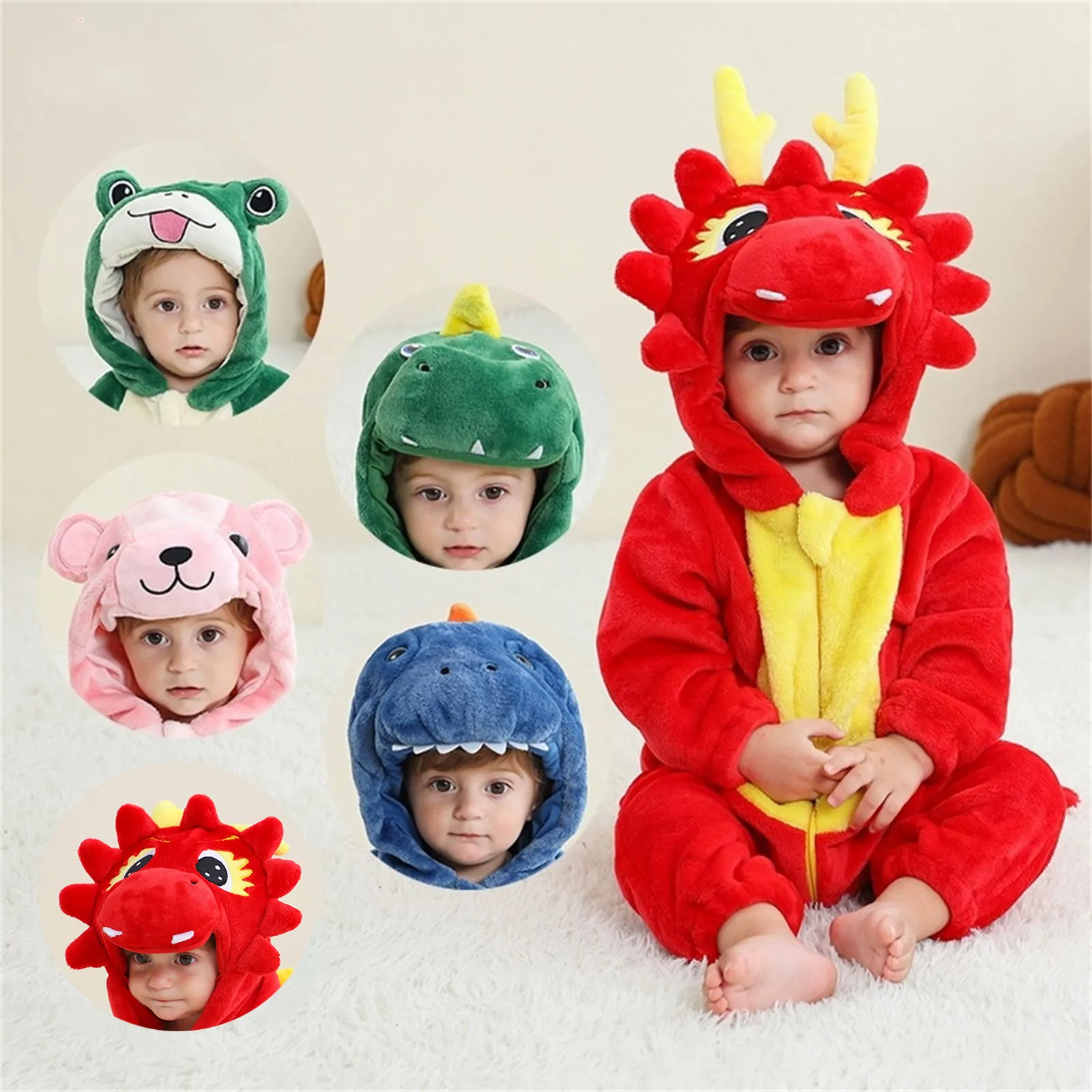 

Cartoon Flannel Baby Rompers Unicorn Dinosaur Panda Pajamas Cotton Baby Boy Girls Animal Costume Baby Jumpsuit Kigurumi Outfit