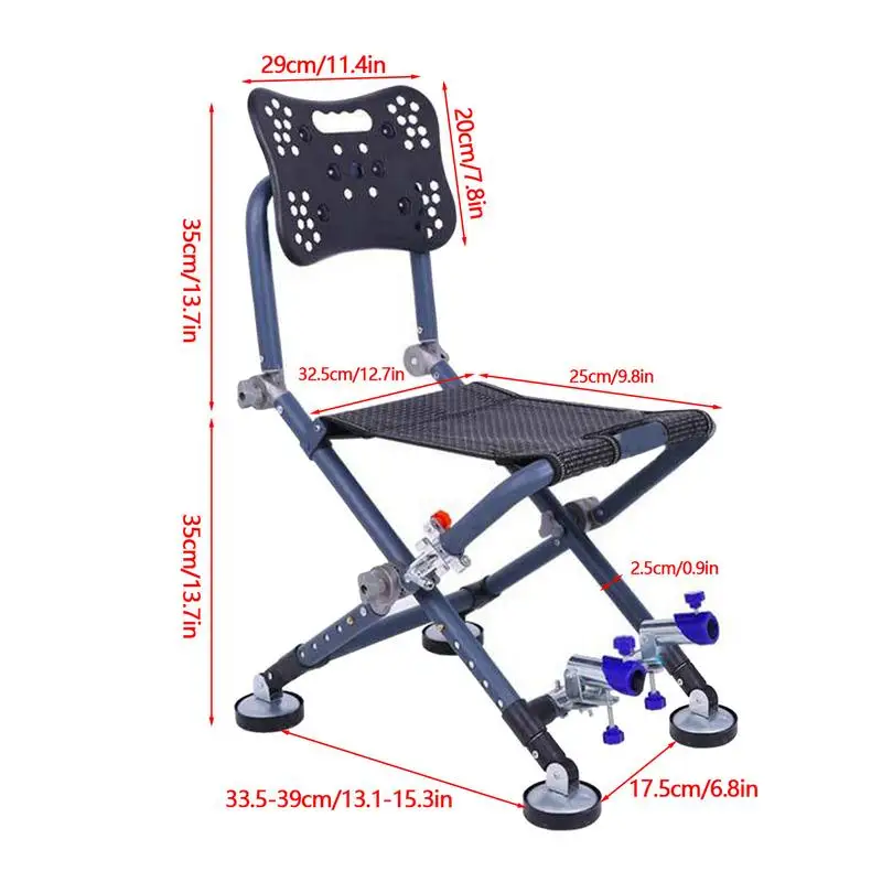 Portable Fishing Chair Folding Camping Chair Stool 180 Degree Adjustable Backrest Four-leg Recliner Aluminum Alloy