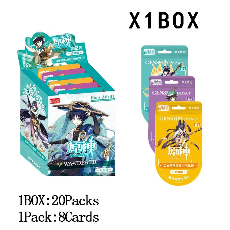 Oryginalny Genshin Impact kolekcja kart Box TCG Pack pełny zestaw zestaw nowy w Anime gry karty planszowe zabawki zabawki prezentowe