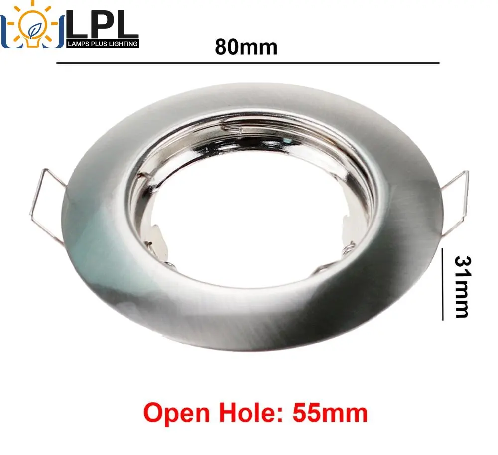 

LED Ceiling Light No Adjustable Frame Hot Selling Nickel Round Recessed MR16 GU10 Bulb Fixture Downlight Holder Cutout 55mm