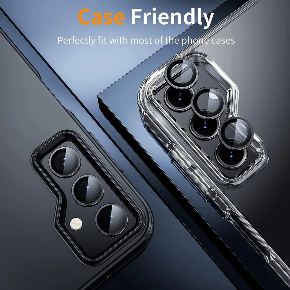 Premium 9D Camera Lens Protector with HD Tempered Glass and Aluminum Rings Cover