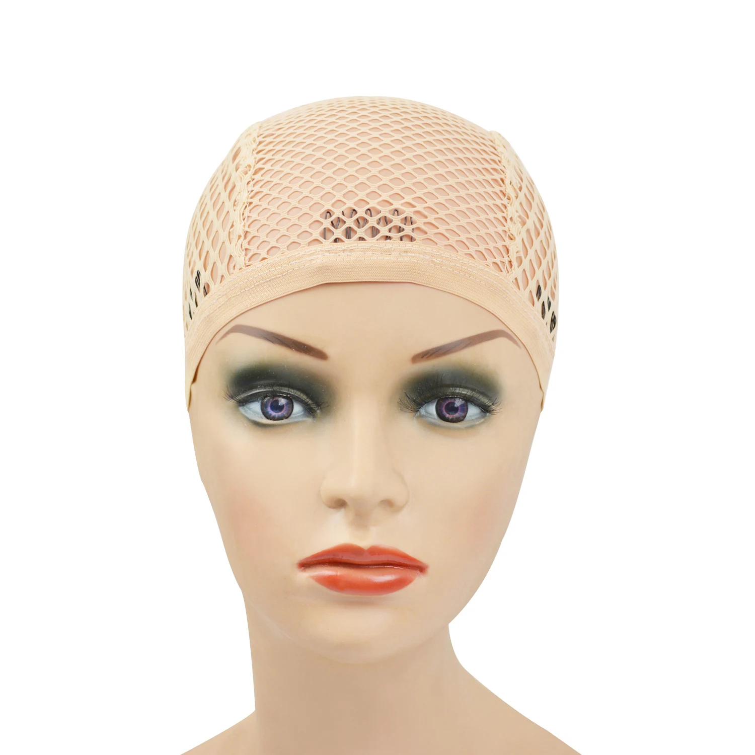 1 Stück Schwarz/Blond 4 Clips Stretch Mesh Cap Big Hole Weaving Cap für die Herstellung von Perücken – Detail 7