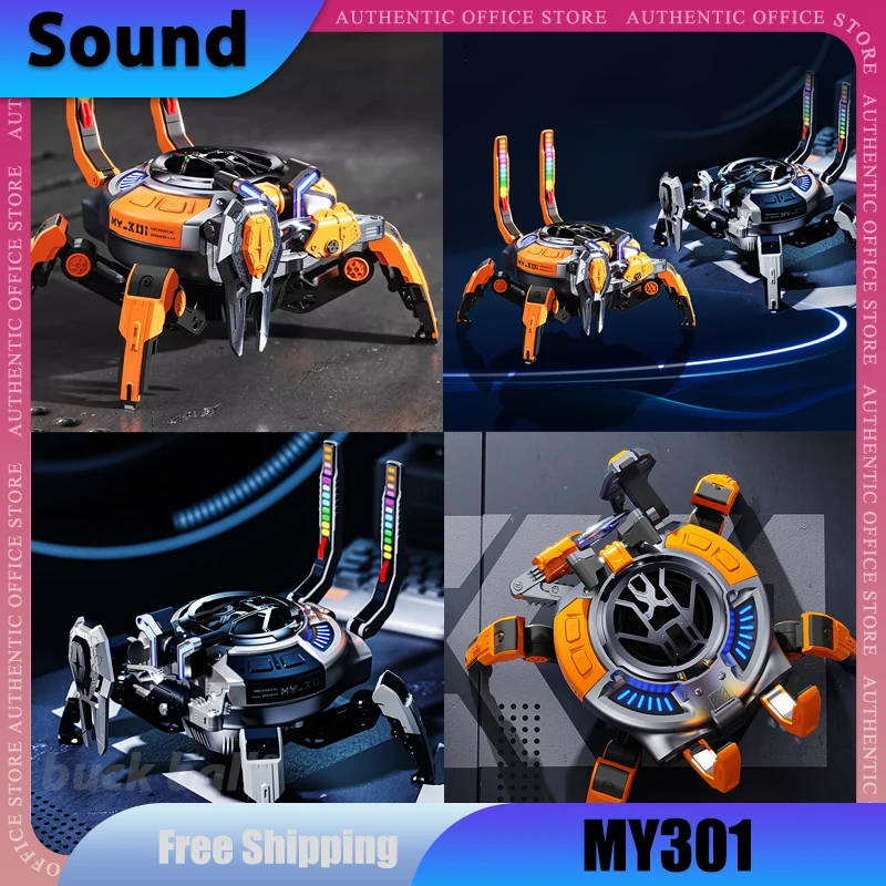 

Sound MY301 Bluetooth Wireless Speaker TWS High Quality Sound Radio Indoor Desktop Decoration RGB Crab Mechanical Speaker Gifts