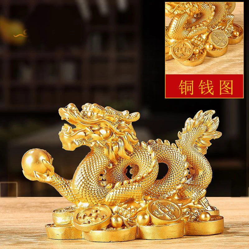 

Украшения Fengshui Qinglong 2024, дракон из смолы с монетами, украшения Zhaocai, дракон с двенадцатью знаками Зодиака из смолы, Божественный дракон