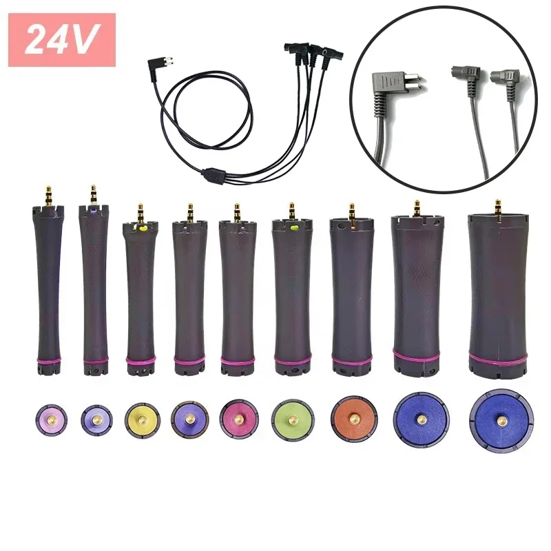 10pcs/set 24V Digital Perm Rods Hair Rollers Electric Heated Curlers Irons Bars with Rubberbands Waterproof Curly Products 1848
