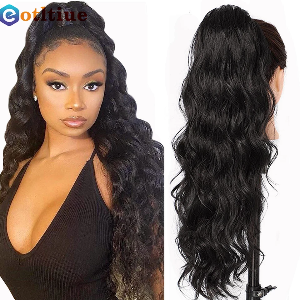 Human Hair Extensions Body Wave Human Hair Drawstring Ponytail Clip In Brazilian Remy Hair Ponytail Natural Color Heat Resistant Pony Tail For Women