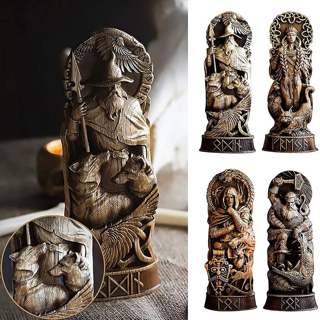 Sculpture de dieu Viking, Pantheon scandinave, ornements en résine, Statue Freyja, Dieux nordiques Freya, Sculpture d'autel Heathen Asatru 1