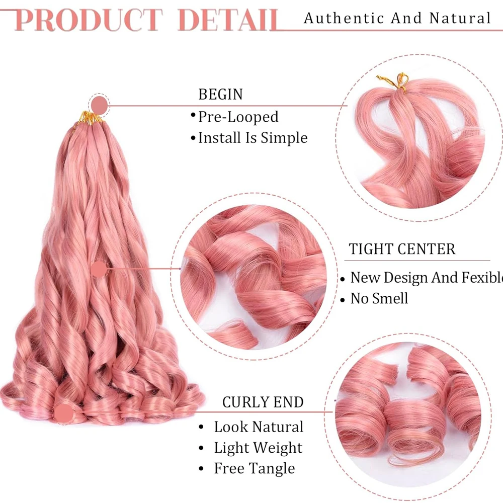French Curl Braiding Hair Extensions 16/24" Synthetic Pre Stretched Loose Wave Braiding Hair French Curl Crochet Braids Hair 4