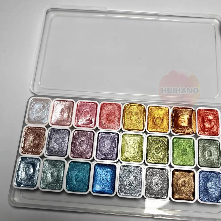 Watercolor Painting Set Watercolor Paint Watercolor Pigment 24-Color Pearl Watercolor Pigment Set for Chinese Painting Nail Pigment