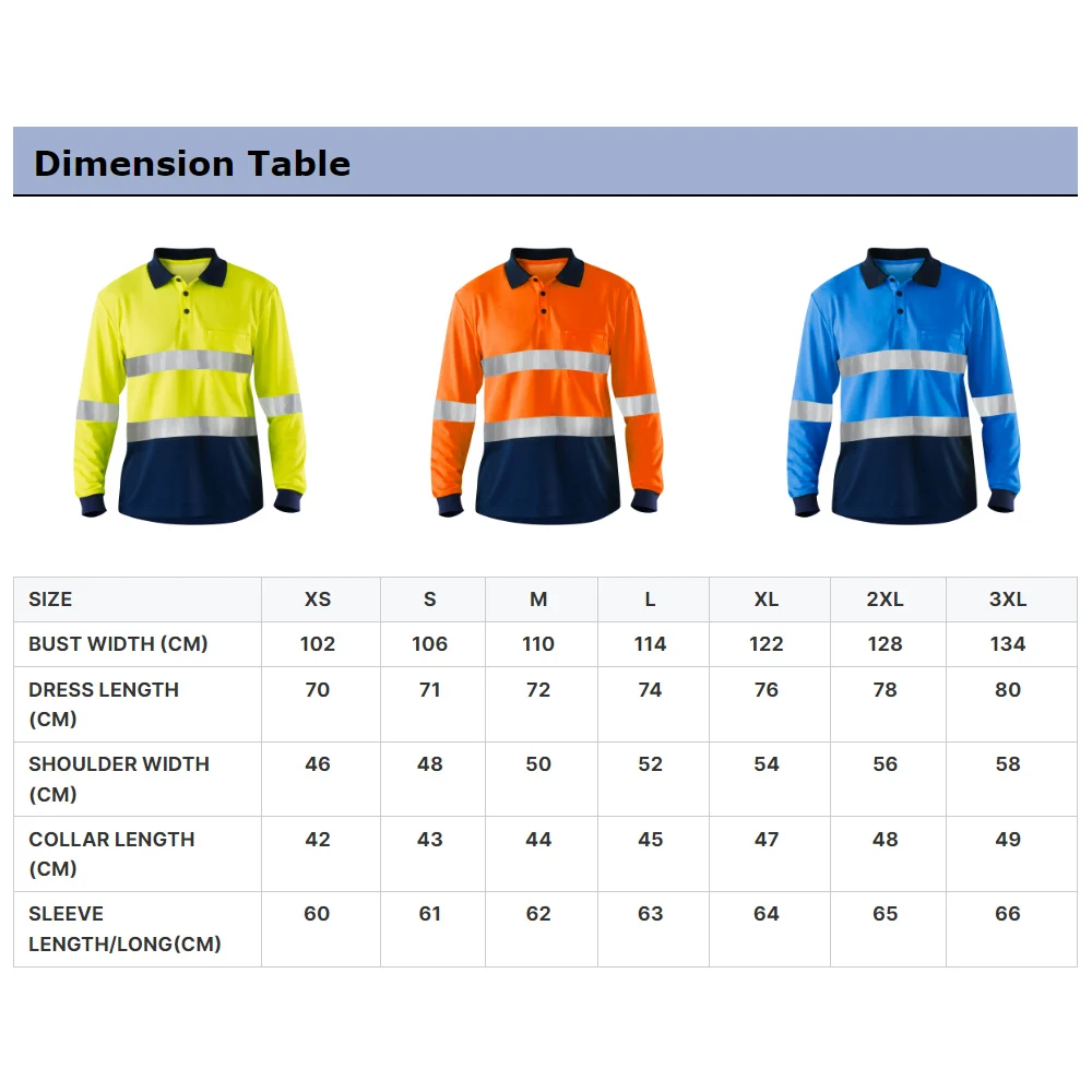 Two Tone Long Sleeve Blue Safety Shirts High Visibility Reflective Shirts With Pockets Hi vis work shirts Workwear