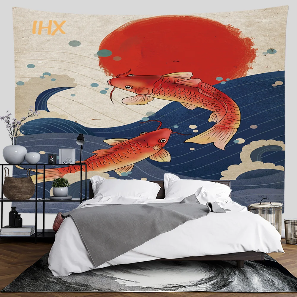 Tenture Murale Japonaise Ukiyo-e Fuji – Décor Restaurant, Coton, Cadre Inclus