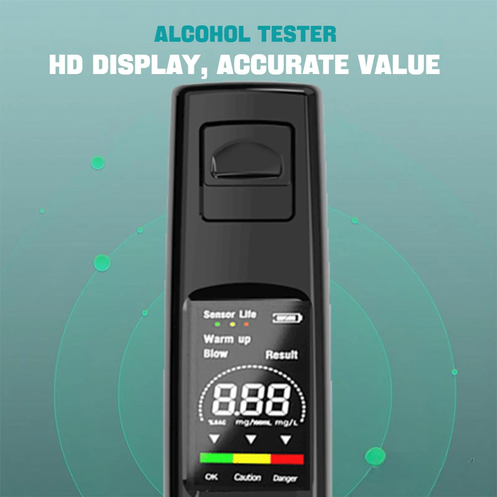Alcohol Tester Breathalyzer Non-Contact Design Rechargeable LED Display Drivers Police Personal Safety