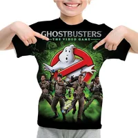 Cartoon Anime T-Shirt Ghostbusters Print Children's T-Shirts Summer Short Sleeve Boys Girls Tops Clothes Kids T Shirt 4-14 Years 2