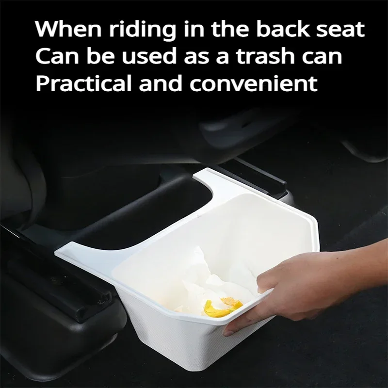 For Tesla Model Y TPE Storage Box Rear Center Console Organizer Box with Cover Trash Under Seat Car Interior Accessories 2023