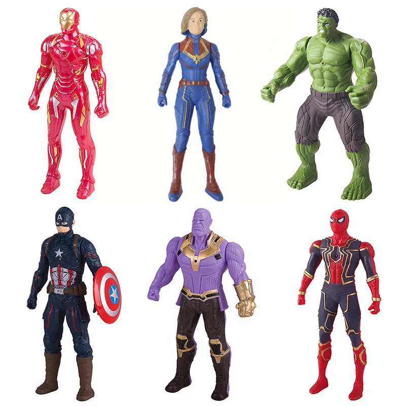 Marvel Spider Man Model Kit Hulk Iron Man Anime Toys PVC Activity Splices Luminous Doll Series Boy Children Birthday Gift