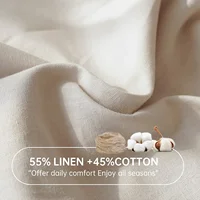 Simple&Opulence Linen Fitted Sheet (1 Piece) - 14 Inch Deep Pocket Mattress Cover Natural Flax Cotton Soft Breathable  Bedding 2