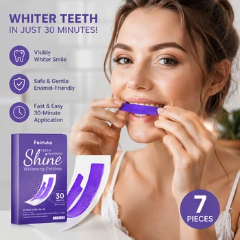 Strisce Sbiancanti per Denti in 30 Minuti, Rimozione Macchie Ostinate, Pulizia per un Sorriso Luminoso, Patch Sbiancanti Dentali Sicure per lo Smalto