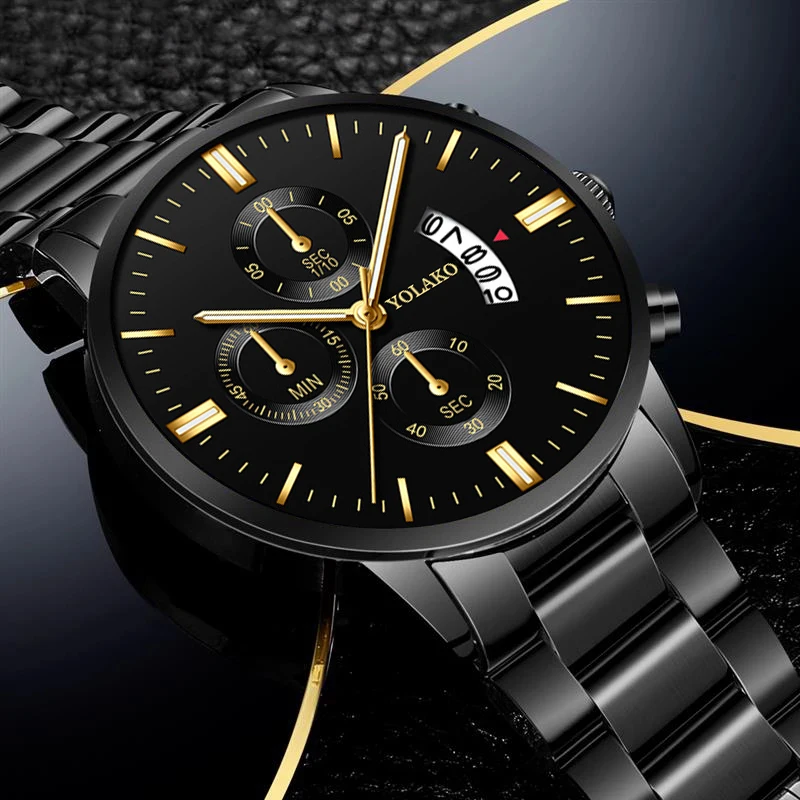 Reloj Hombre Fashion Men Stainless Steel Watch Luxury Calendar Quartz Wristwatch Business Watches Man Clock Relogio Masculino