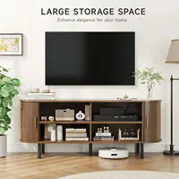 TV Stand Living Room Furniture with Power Outlet for TVs up to 60/70",TV Table with Sliding Doors Storage Adjustable Shelves 2