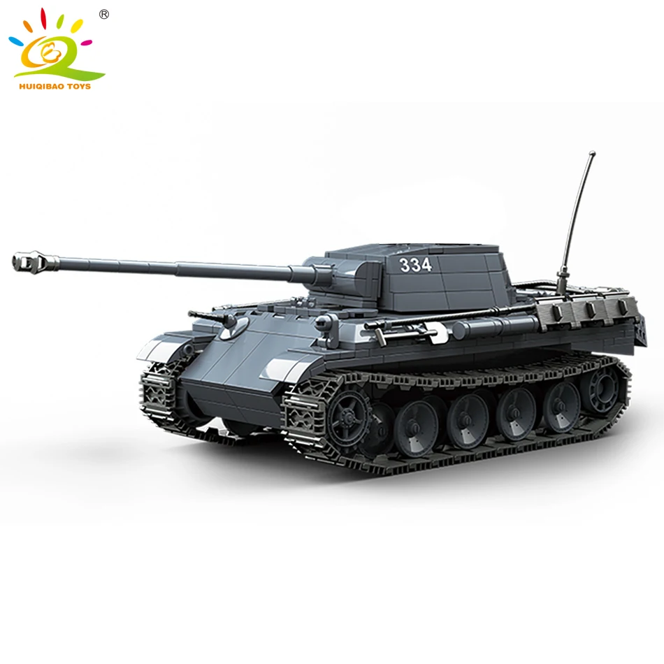 

HUIQIBAO Вторая мировая война 1180 военных Пантеры Средний танк G Модель сборка 4 фигурки солдат Армия Оружие Кирпич Детские игрушки