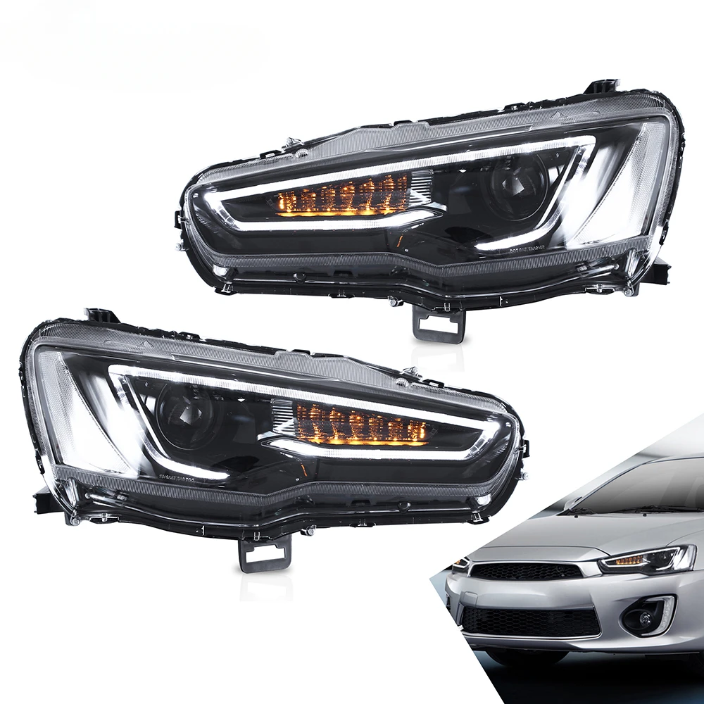 

Headlamp Car Headlights Assembly For 2008-2018 Lancer EVO X Head Light With Moving Turn Signal Dual Beam Lens