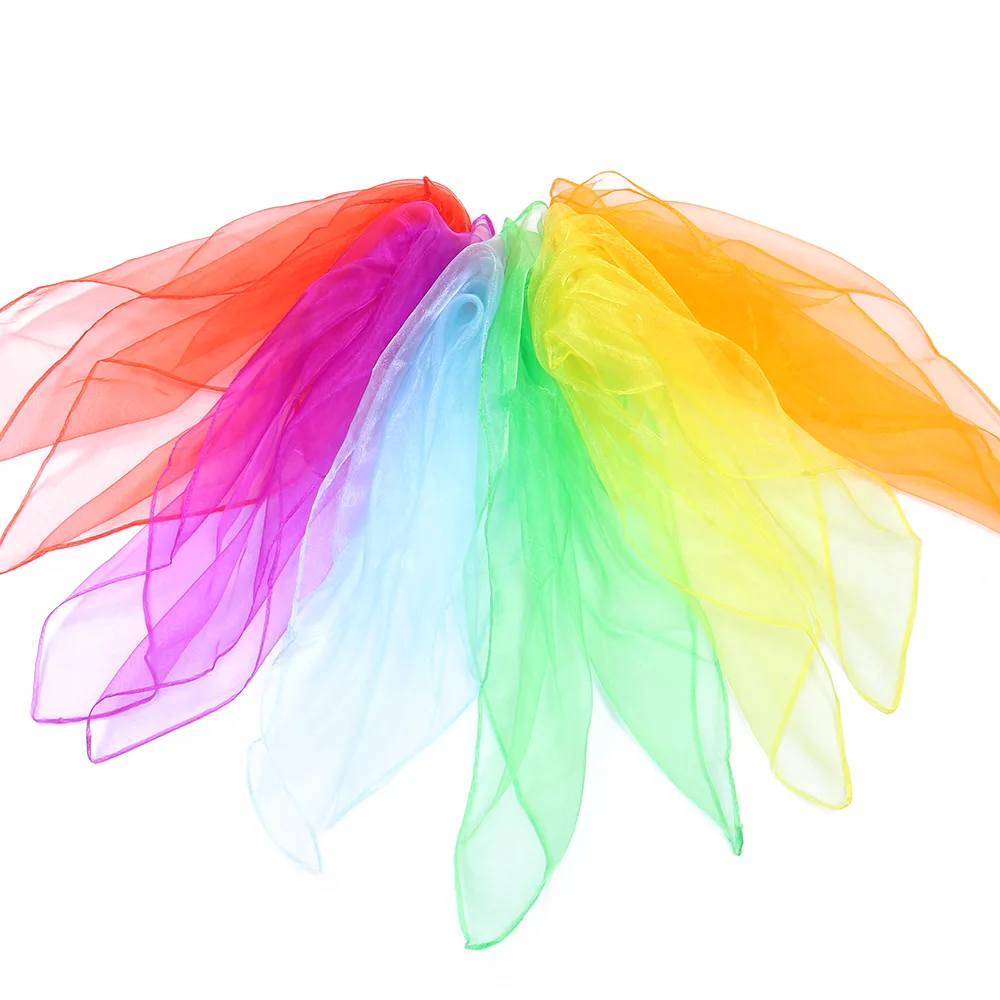 Pure Multicolor Four Seasons Cute Children's Dance Scarf Chiffon Nylon Scarf Versatile Stage Performance Small Square