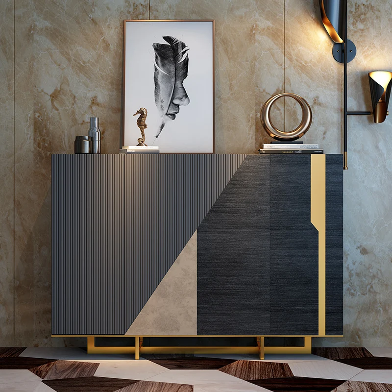 

Italian shoe cabinet entrance designer black decorative storage cabinet light luxury cabinet