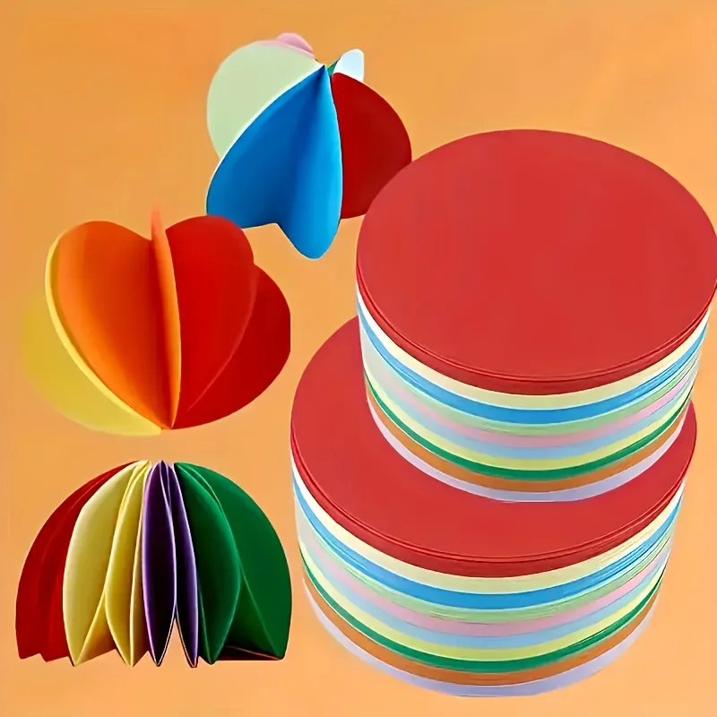 50 fogli di carta colorata rotonda, colori vivaci, ideale per disegnare, lavori fai da te, collage, perfetta per attività creative. - immagine 6