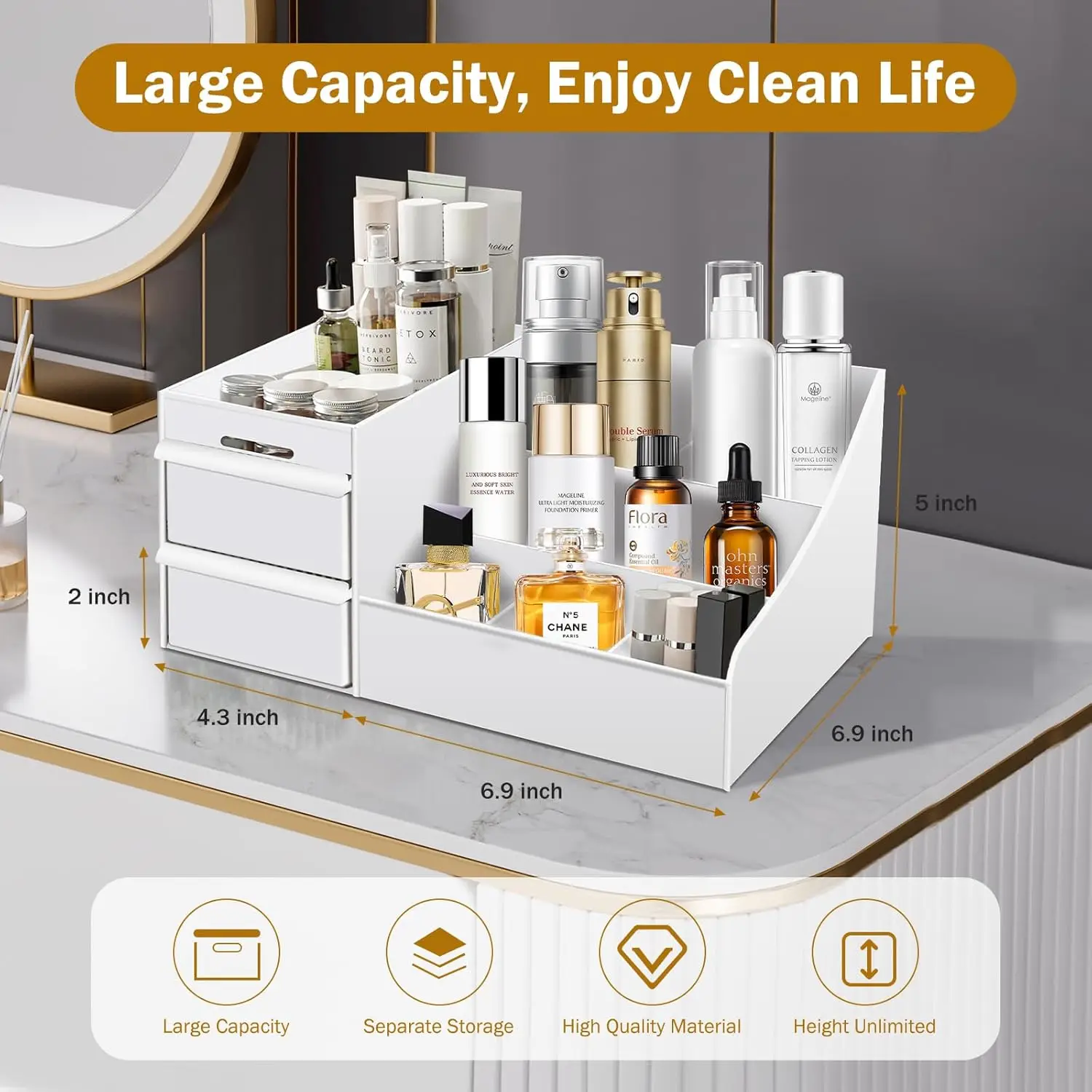 Makeup Organizer Drawers Desktop Storage Box for Cosmetics Lipstick Brushes Lotions Eyeshadow makeup organizer makeup storage box cosmetic storage box