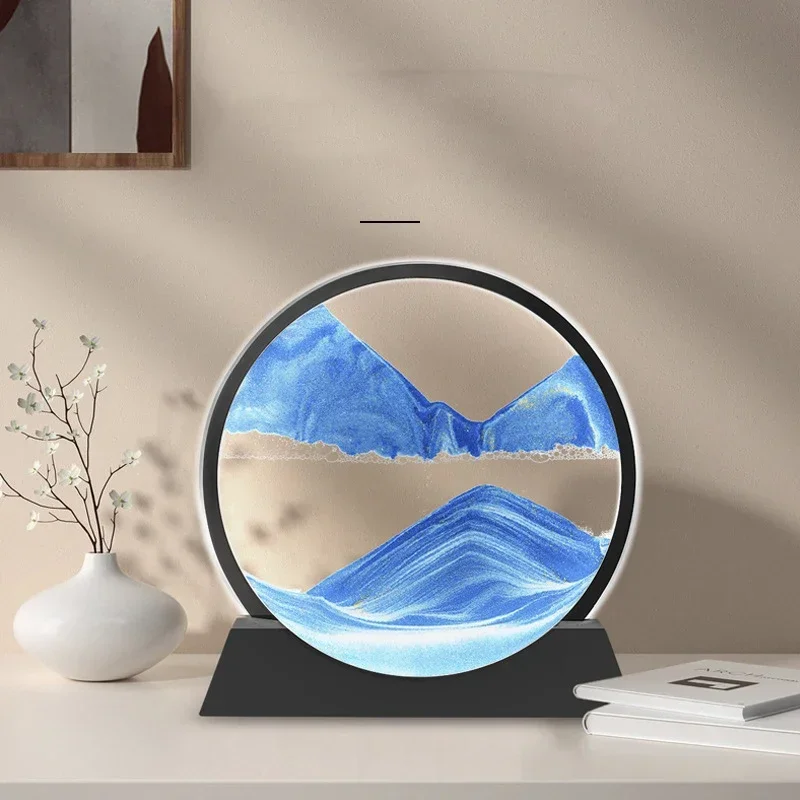 Creative Quicksand Table Lamp USB Moving Sand Art with LED 3D Sandscape Hourglass Night Light Bedside Lamps Home Decor Gifts