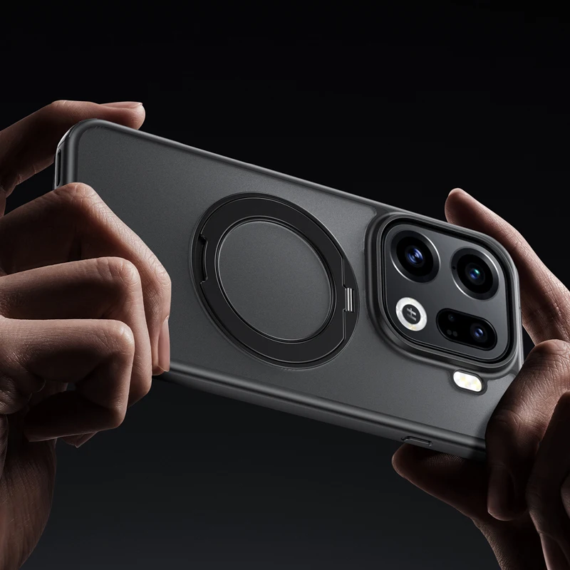 Shockproof Magnetic Translucent Matte Case with Rotatable Metal Ring Holder
