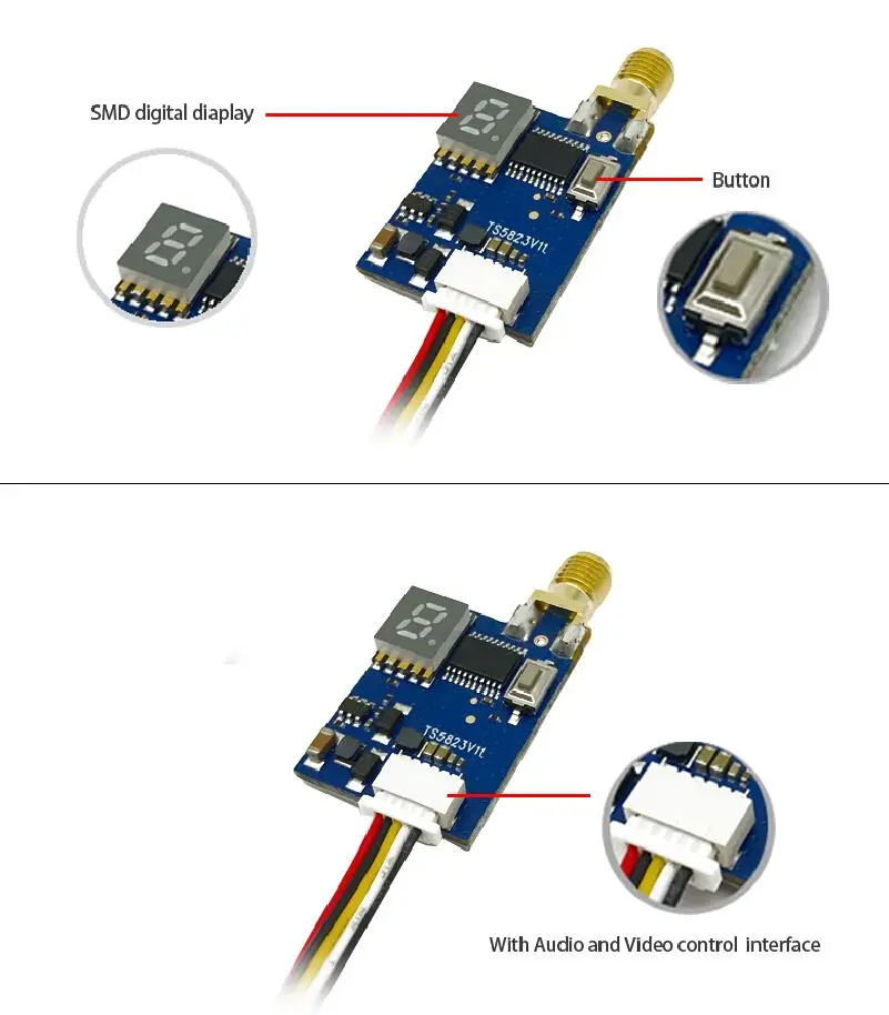 Upgraded EWRF TS5823Pro 5.8GHz 40CH 600mW FPV Transmitter VTX With CMOS 1200TVL Camera for RC Drone 15 Se1b9bf54550748a4aa7dc4f751d0ed20U Upgraded EWRF TS5823Pro 5.8GHz 40CH 600mW FPV Transmitter VTX With CMOS 1200TVL Camera for RC Drone
