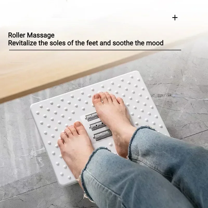 Foot Rest Under Desk, Ergonomic Office Foot Stool for Anti-Cross Leg, Plastic Non-Slip Foot Pedal with Massage Massage Bar 180°