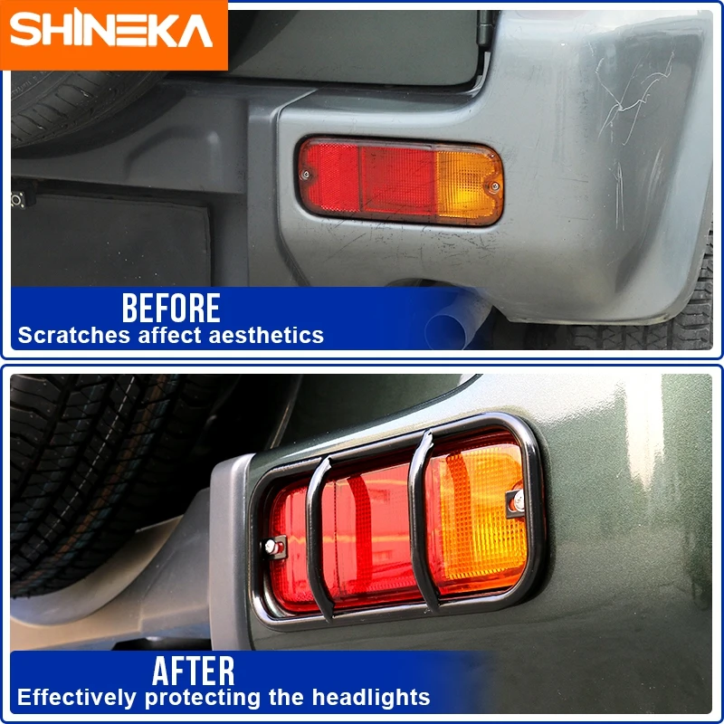 Tail Lamp Cover Fog Lamp Frame Cover SHINEKA Lamp Hoods for Suzuki Jimny 2007 Up Car Rear Bumper
