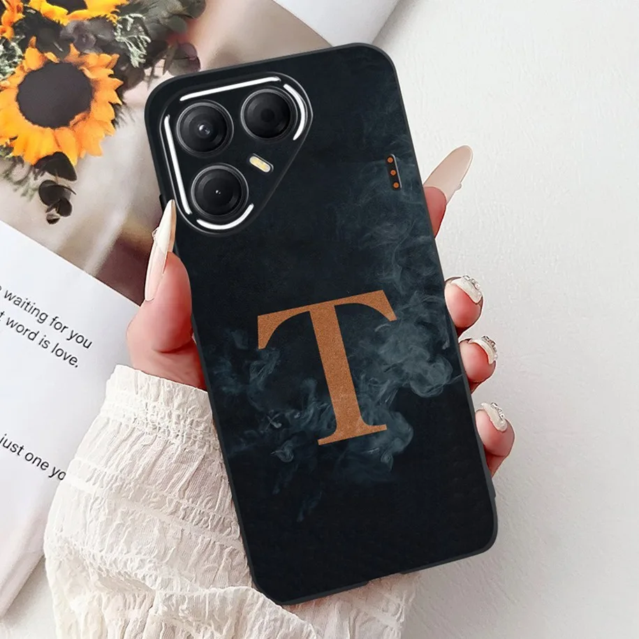 Floral Letter Design Silicone Shockproof Back Cover