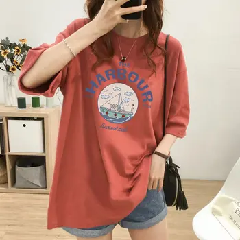 Summer Short Sleeve Cotton Nursing T-shirt Fashion Print Maternal Woman Breastfeeding Clothes Lactation Top Tees Pregnancy