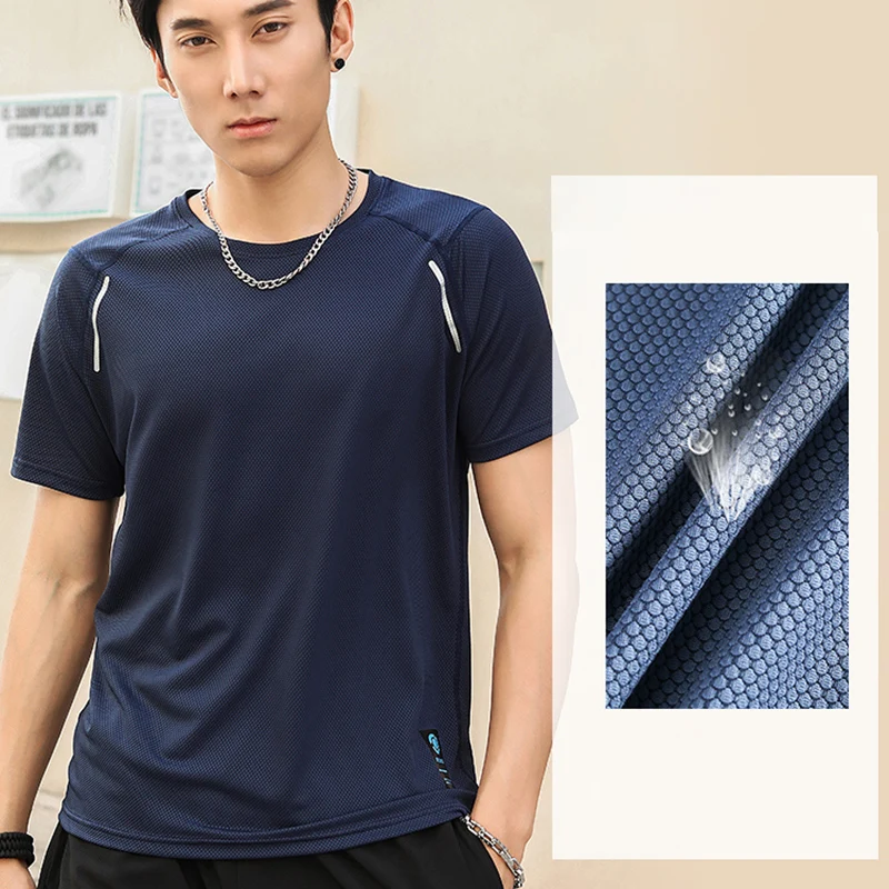 Men Gym Sports T-shirt Fashion Classic Breathable Sweat-absorbing Quick-dry Fitness Advanced Outdoor Short Sleeve Super Stretch