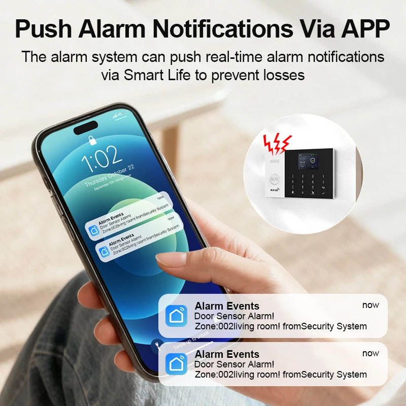 PGST système alarme anti vol WiFi 4G Works with Tuya Smart Life pack sécurité sans fil intelligent protection domicile local commercial capteurs porte fenêtre surveillance à distance par téléphone 5