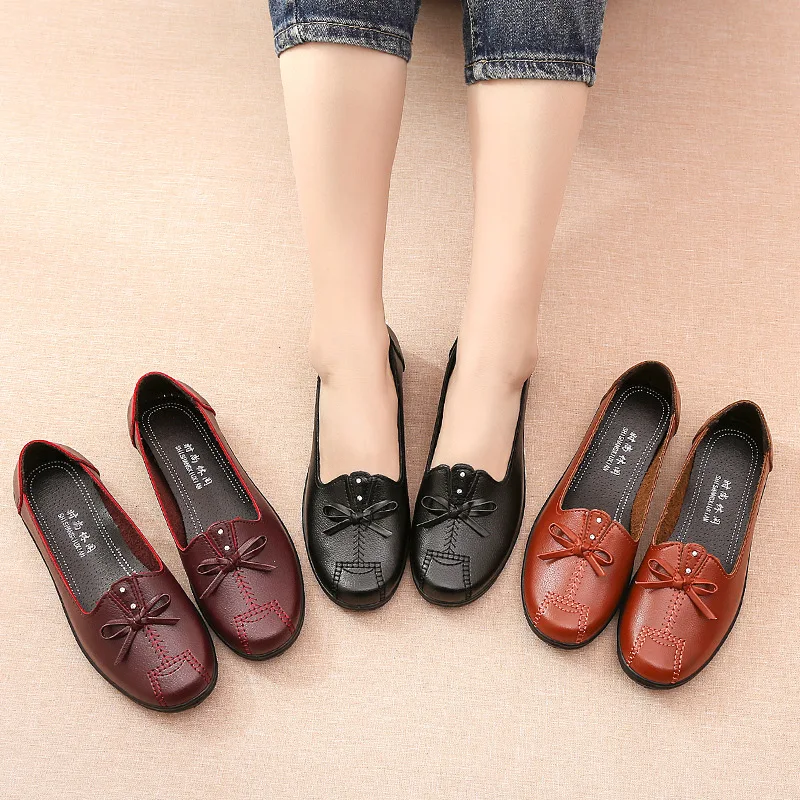 Women Flats Leather Loafers Platform Mom Flat Shoes Non-slip Moccasins Ladies Comfortable Walking Shoes Female Mujer Zapatos