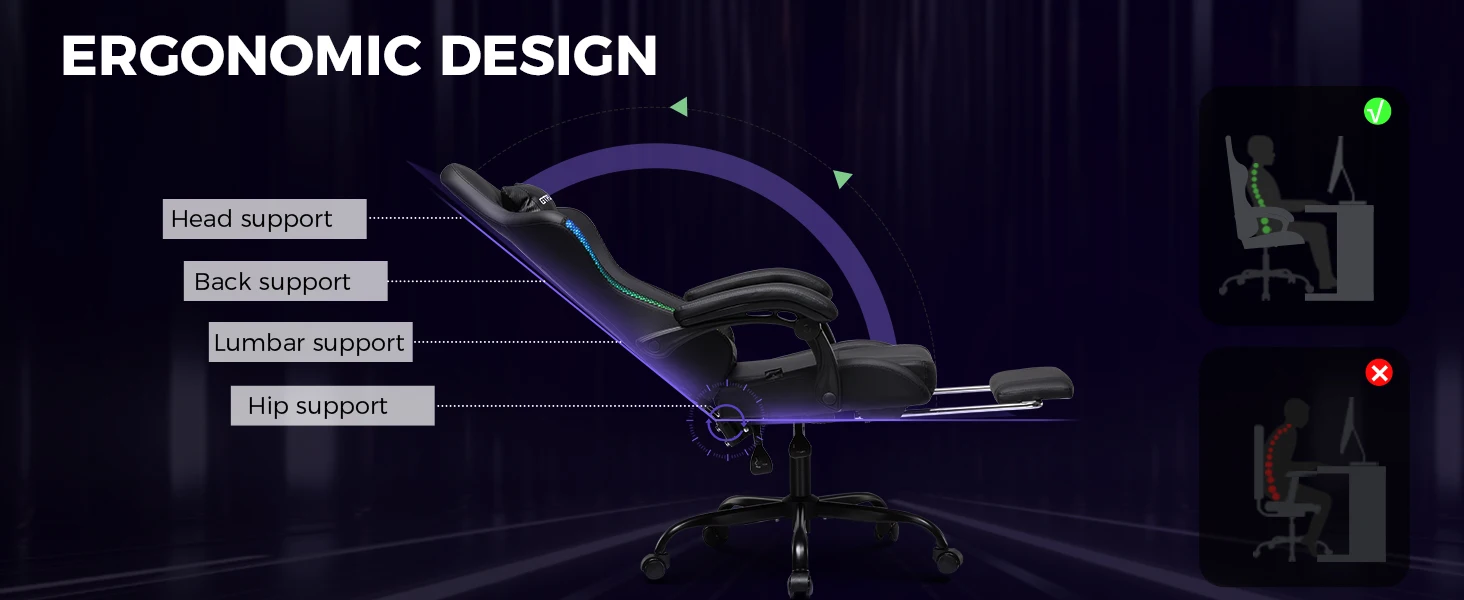 Gaming Chair with Footrest
