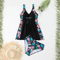 Plus Size Women's Two-piece Swimsuit, Conservative Split Skirt Swimsuits (Suspender Swimsuit + Low-Rise Triangle Underwear) - Image 4