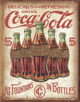 5 Cent Bottles Tin Metal Sign Man Cave Garage Decor