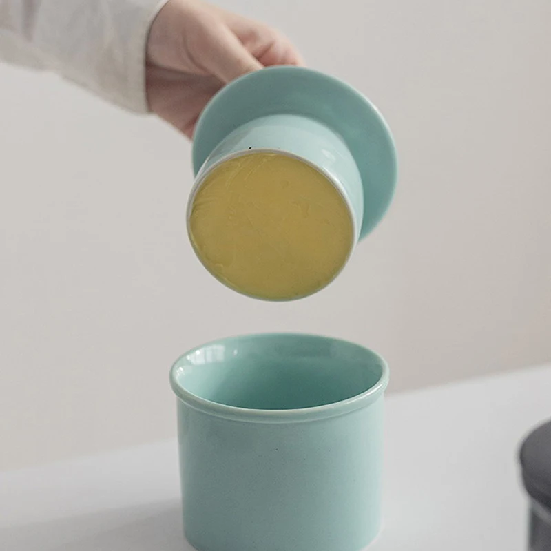 Butter Crock With Lid Modern Round Ceramic Butter Holding Plates Spreadable Porcelain Keeper Cheese Storage Container