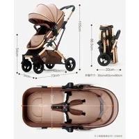 Poussette jumelle 3 en 1 avec siège auto pour bébé, portable et pliable, vue haute, pour nouveau-né 6