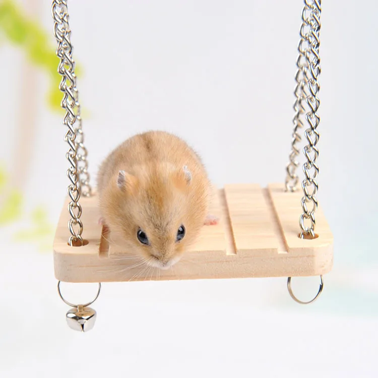 

Hamster Toys Supplies Wooden Swing Toys Bell Hammock Small Pet Parrot Station Suspended Hanging Bridge