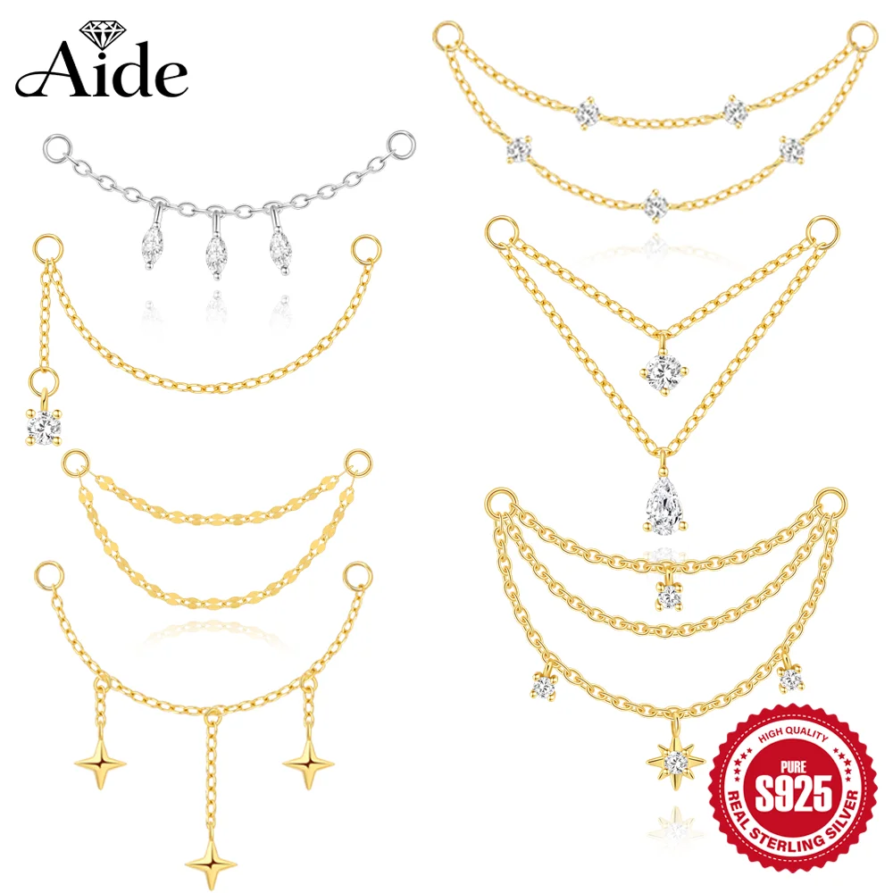 AIDE 925 argent Sterling 9 Types Zircon CZ chaîne pièces de rechange Rock Punk cerceau Piercing cerceaux goutte boucle d'oreille bijoux fins cadeau 1 pc 1