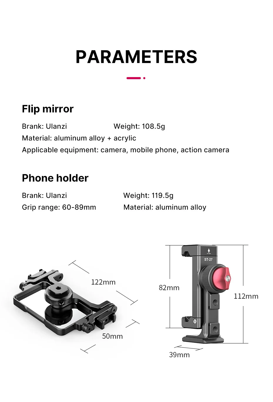 Mirror, Ângulo ajustável Selfie Bracket, Sony Lumix Canon DSLR Camera, iPhone