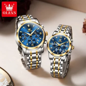 OLEVS Couple Watches Multifunctional Quartz Watches Waterproof Luminous Wristwatch For Couple Wristwatch Fashion Couple's Gift