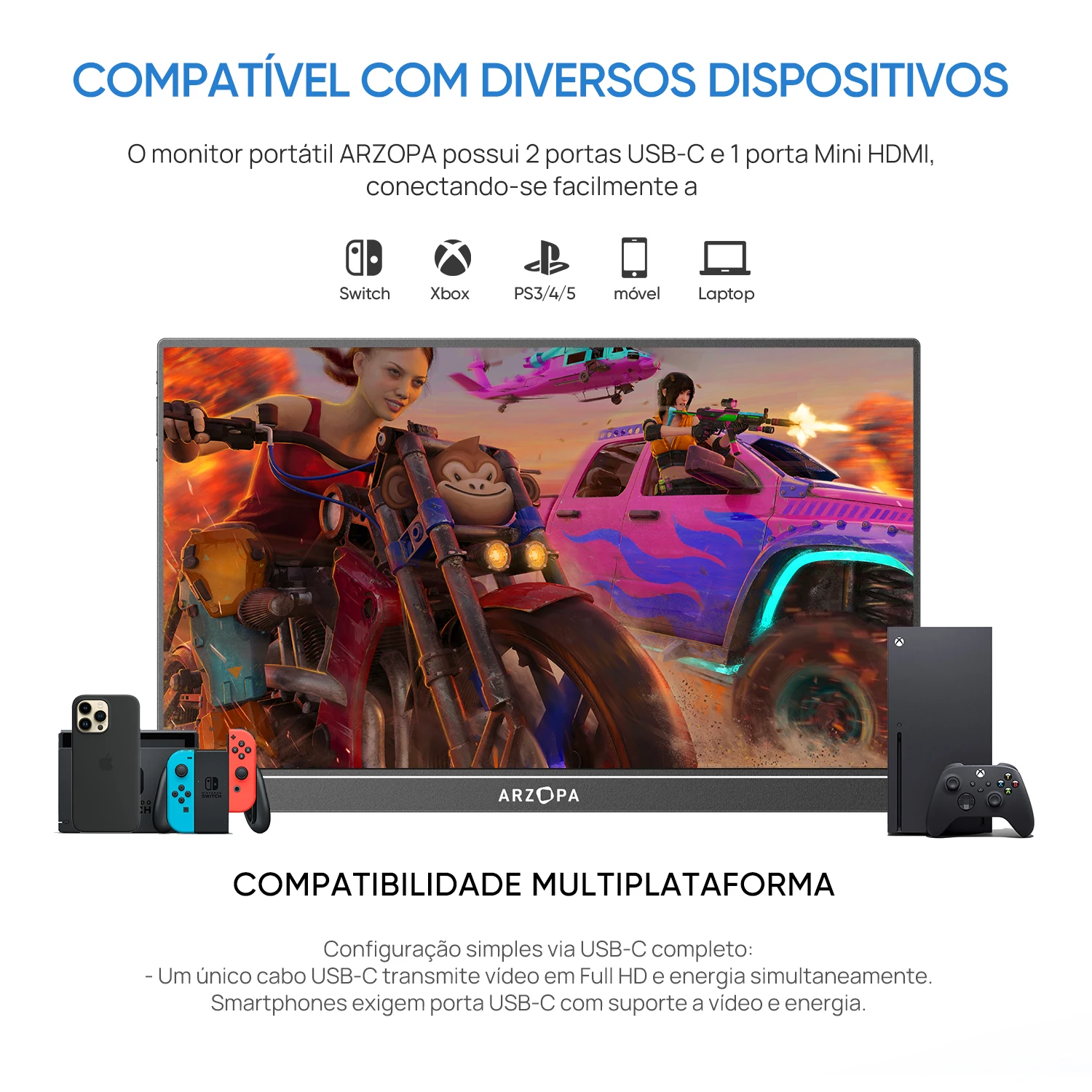 produto no brasil] Novo ARZOPA 16.1 polegada 100% sRGB 144Hz